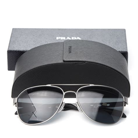 prada sport aviator sunglasses silver|Prada aviator sunglasses men's.